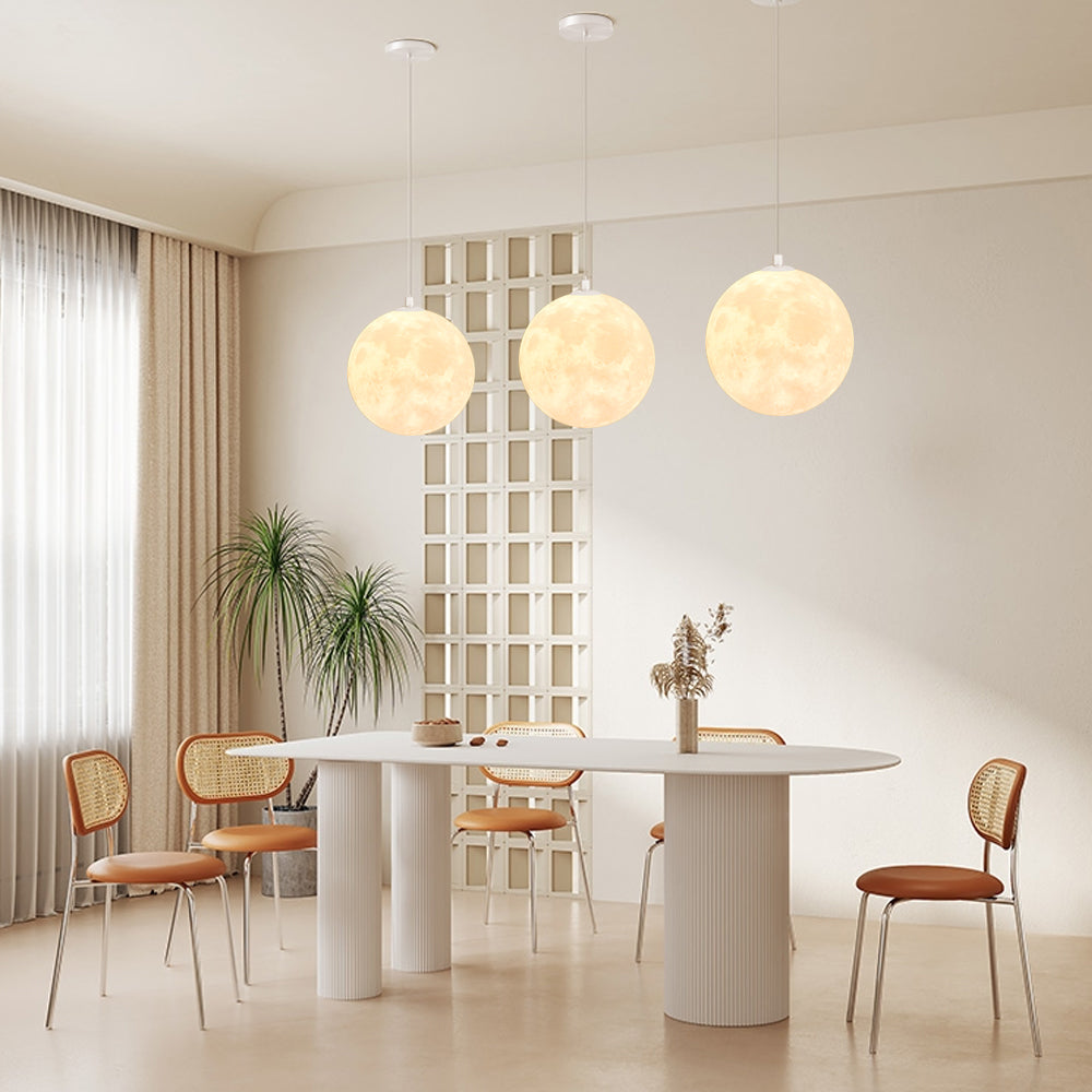 Creative 3D Printed Moon Pendant Light For Bedroom Eco-Friendly Lunar Globe Chandelier