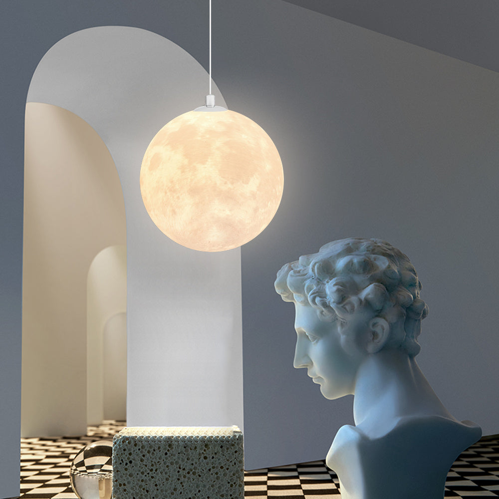 Creative 3D Printed Moon Pendant Light For Bedroom Eco-Friendly Lunar Globe Chandelier