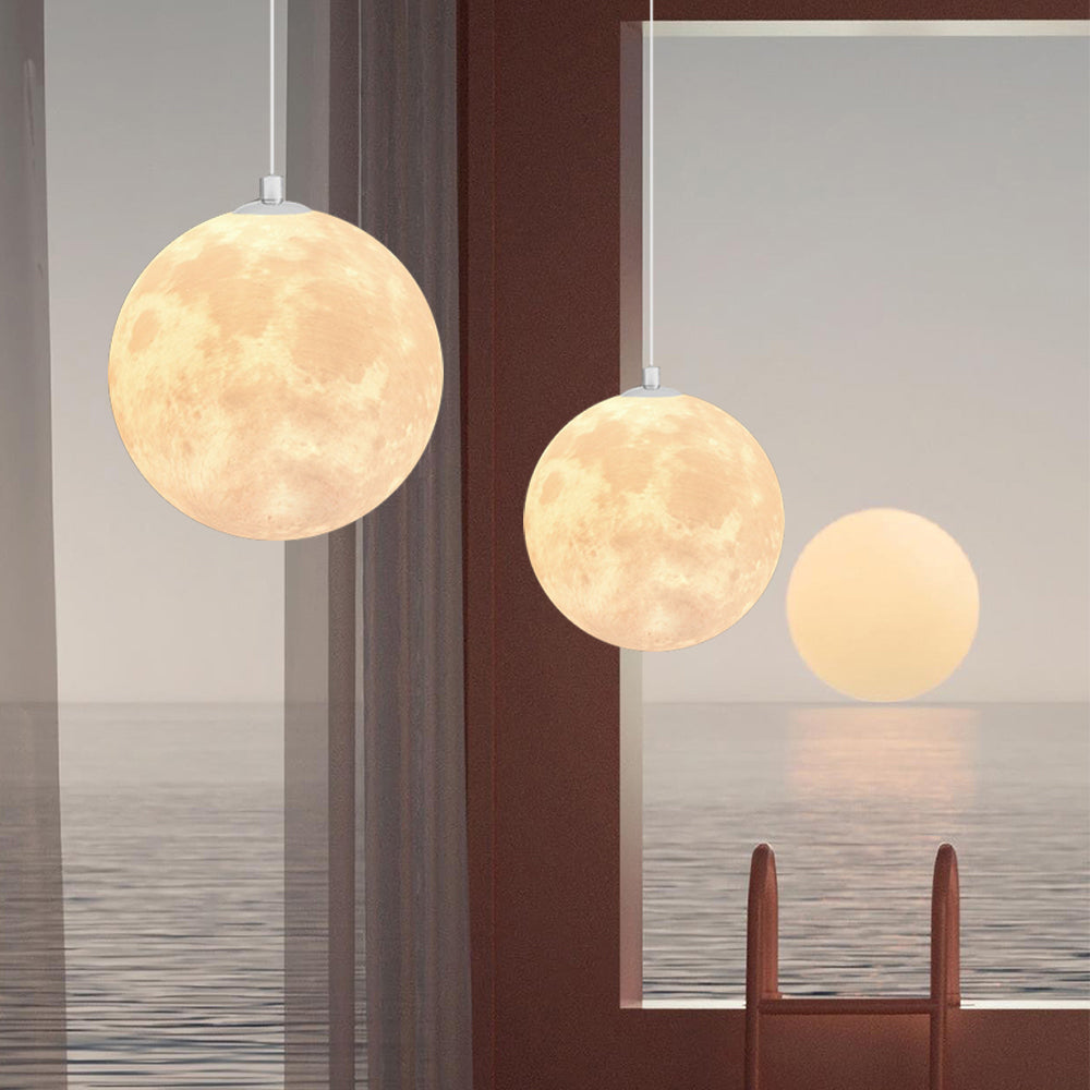 Creative 3D Printed Moon Pendant Light For Bedroom Eco-Friendly Lunar Globe Chandelier