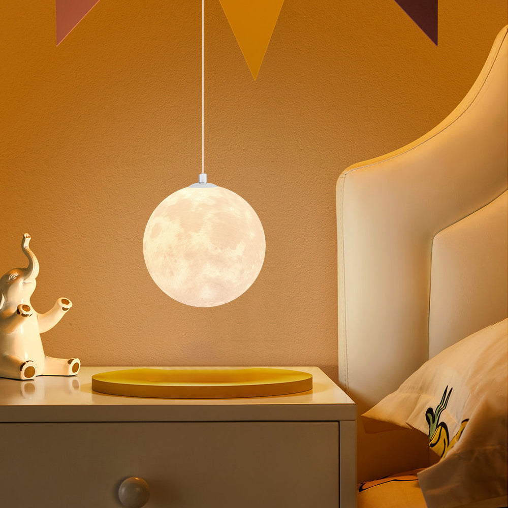 Creative 3D Printed Moon Pendant Light For Bedroom Eco-Friendly Lunar Globe Chandelier