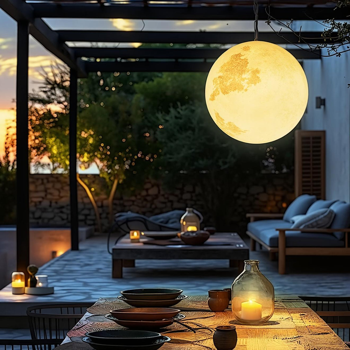 Creative 3D Printed Moon Pendant Light For Bedroom Eco-Friendly Lunar Globe Chandelier