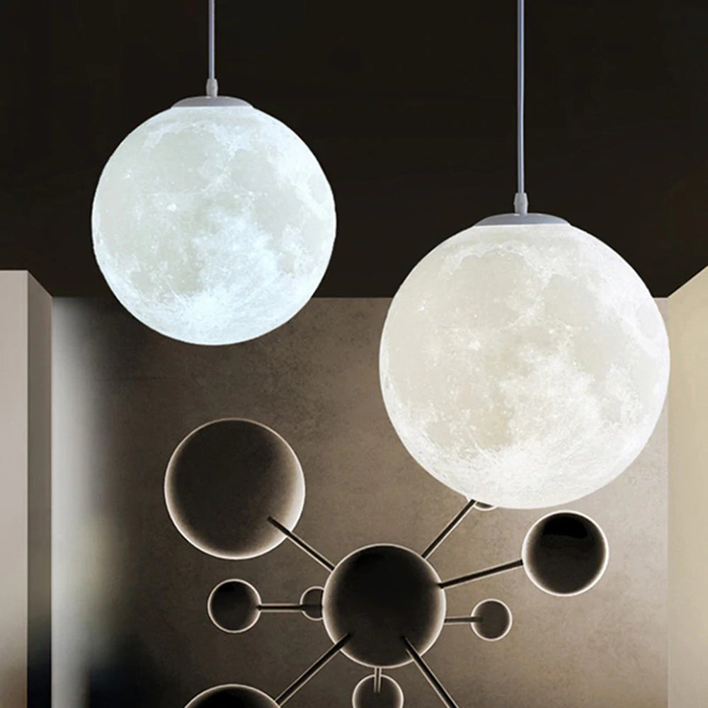 Creative 3D Printed Moon Pendant Light For Bedroom Eco-Friendly Lunar Globe Chandelier