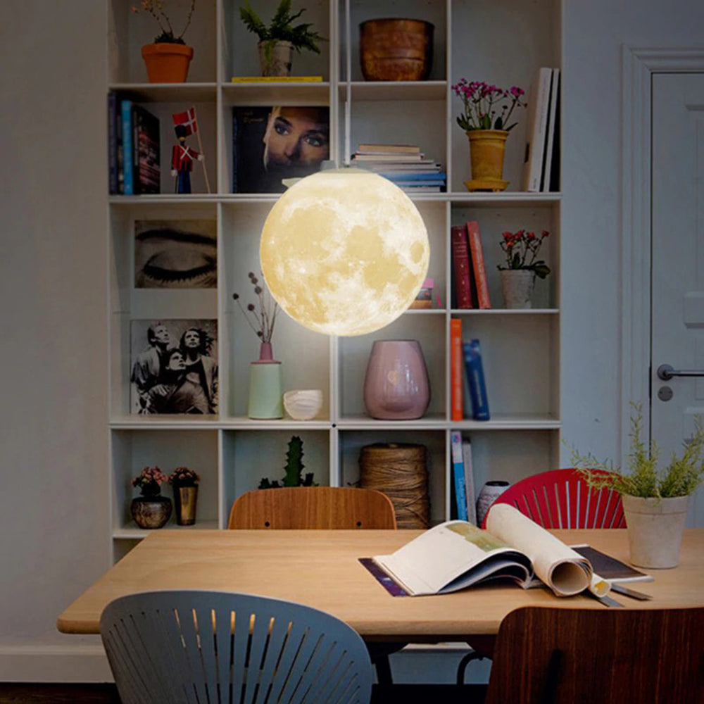 Creative 3D Printed Moon Pendant Light For Bedroom Eco-Friendly Lunar Globe Chandelier