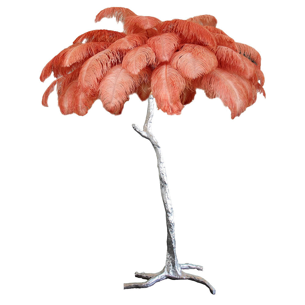 Luxury Ostrich Feather Brass Floor Lamp