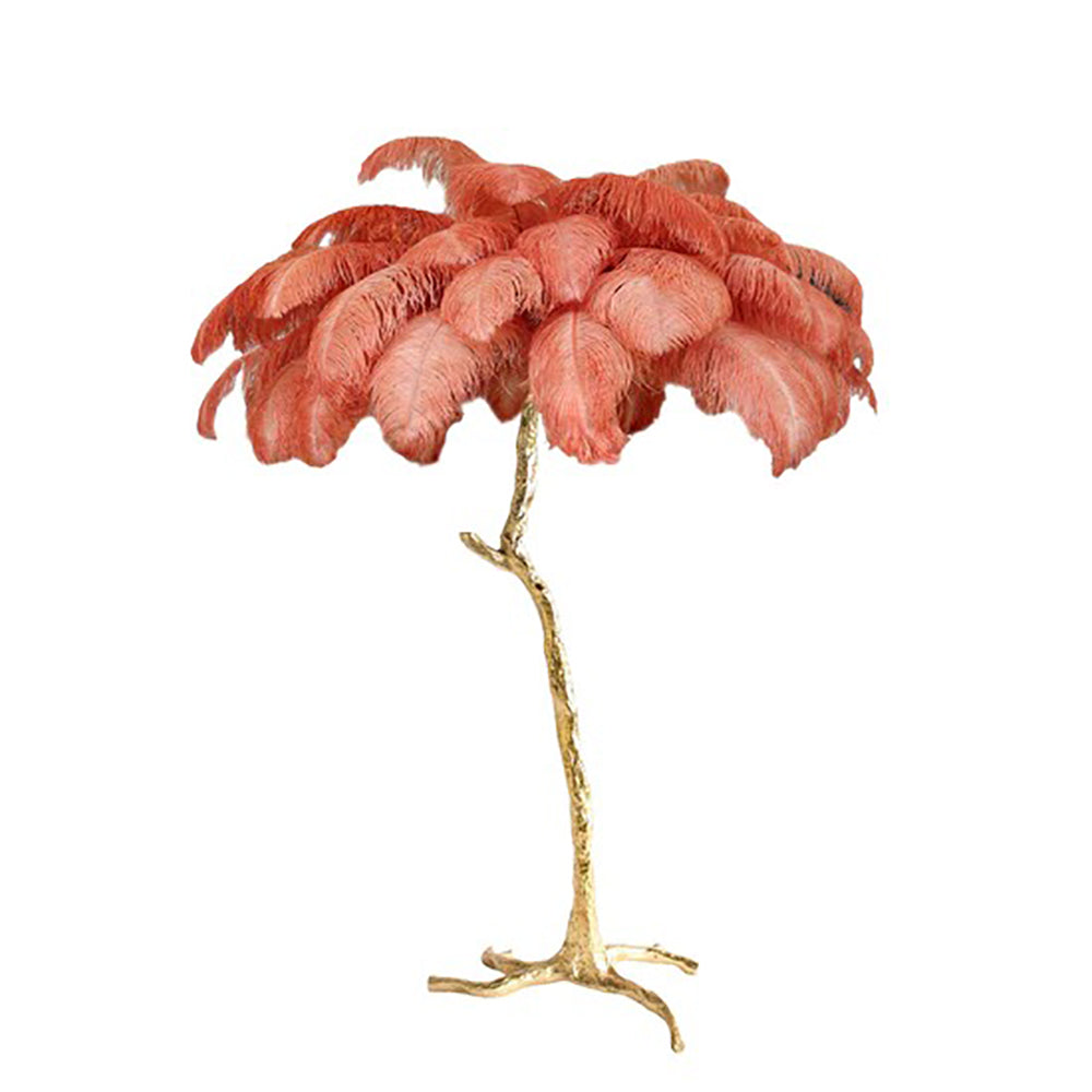 Luxury Ostrich Feather Brass Floor Lamp