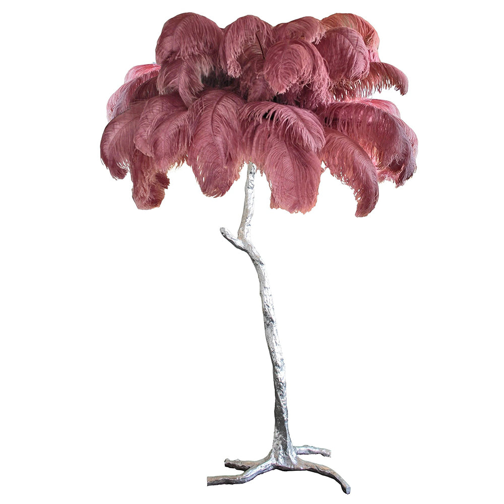 Luxury Ostrich Feather Brass Floor Lamp