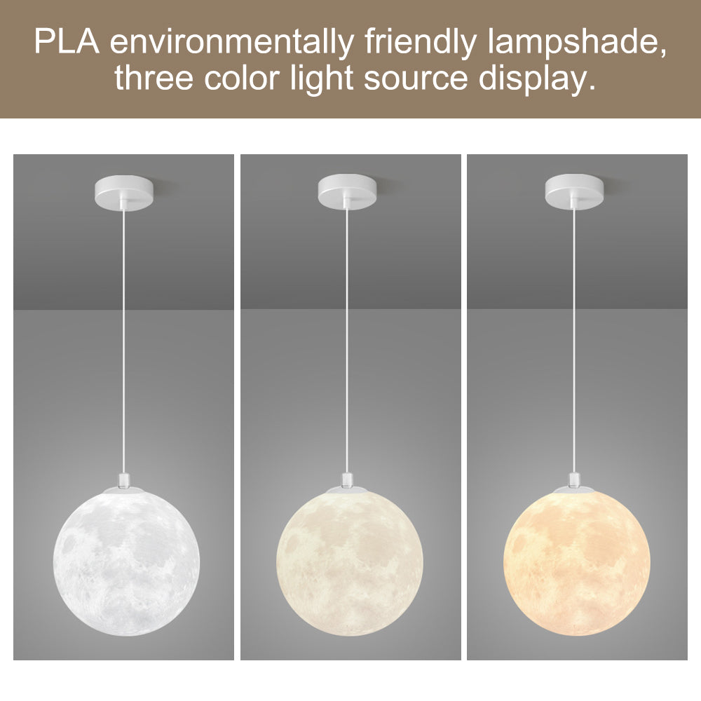 Creative 3D Printed Moon Pendant Light For Bedroom Eco-Friendly Lunar Globe Chandelier