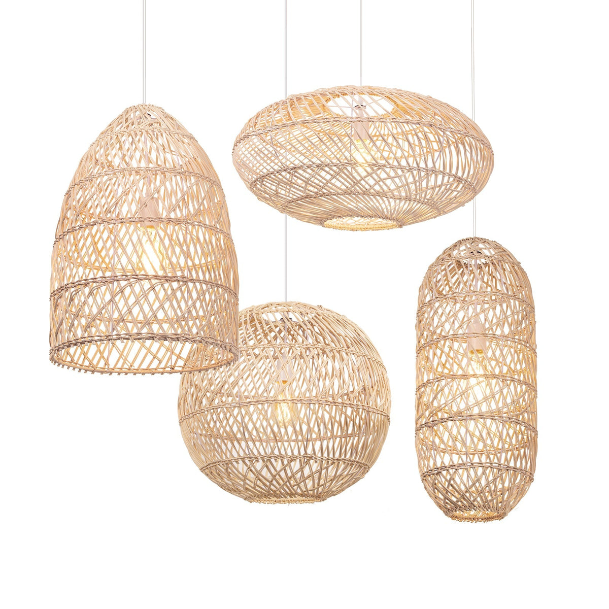 Basket Rattan Woven Lantern Chandelier Pendant Lamp Shade