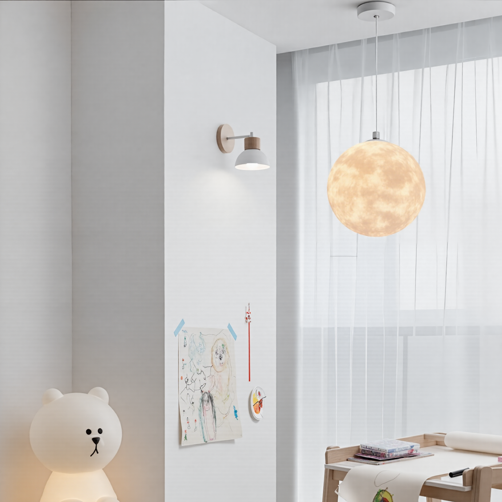 Creative 3D Printed Moon Pendant Light For Bedroom Eco-Friendly Lunar Globe Chandelier