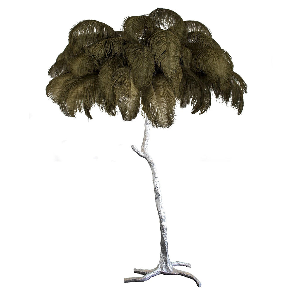 Luxury Ostrich Feather Brass Floor Lamp