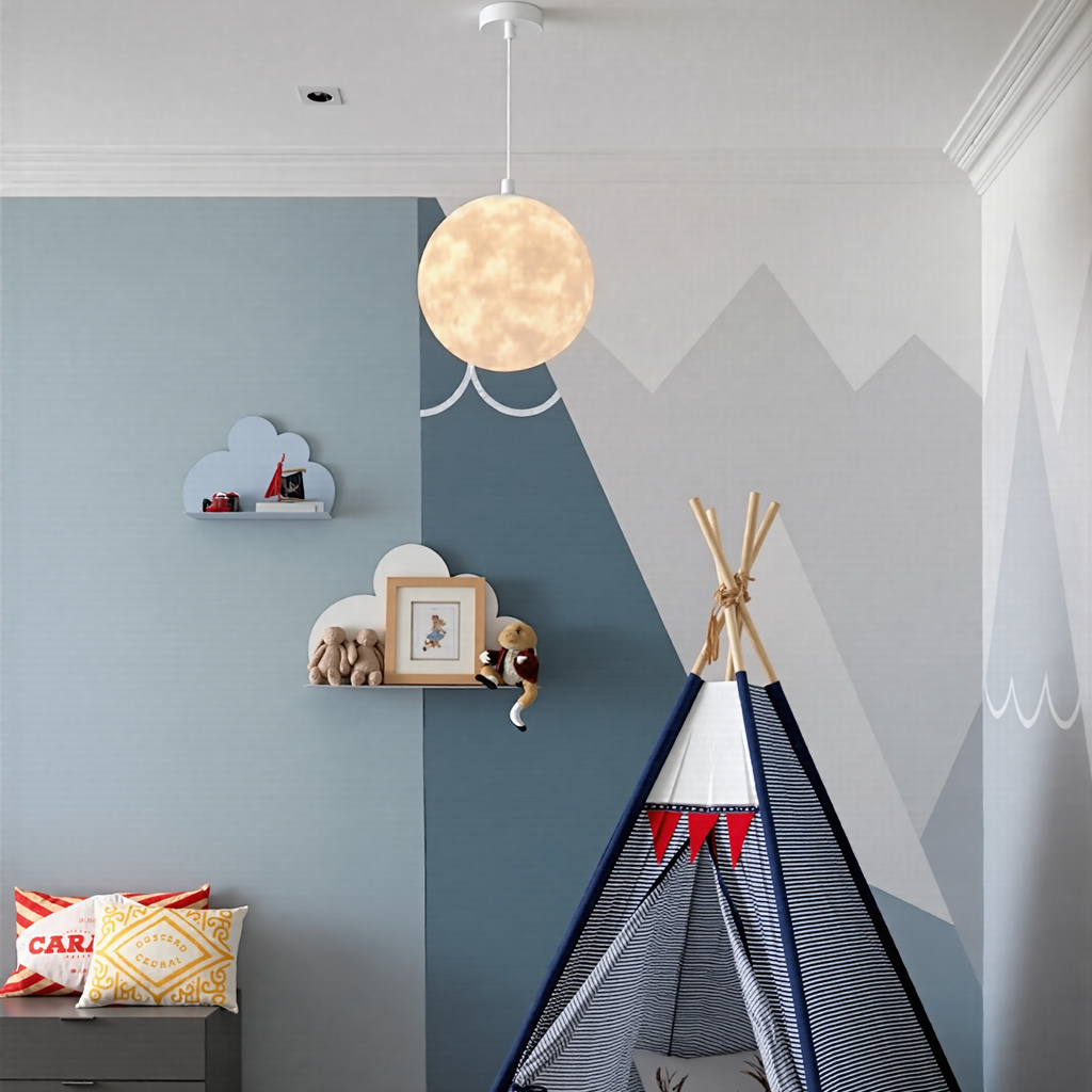 Creative 3D Printed Moon Pendant Light For Bedroom Eco-Friendly Lunar Globe Chandelier