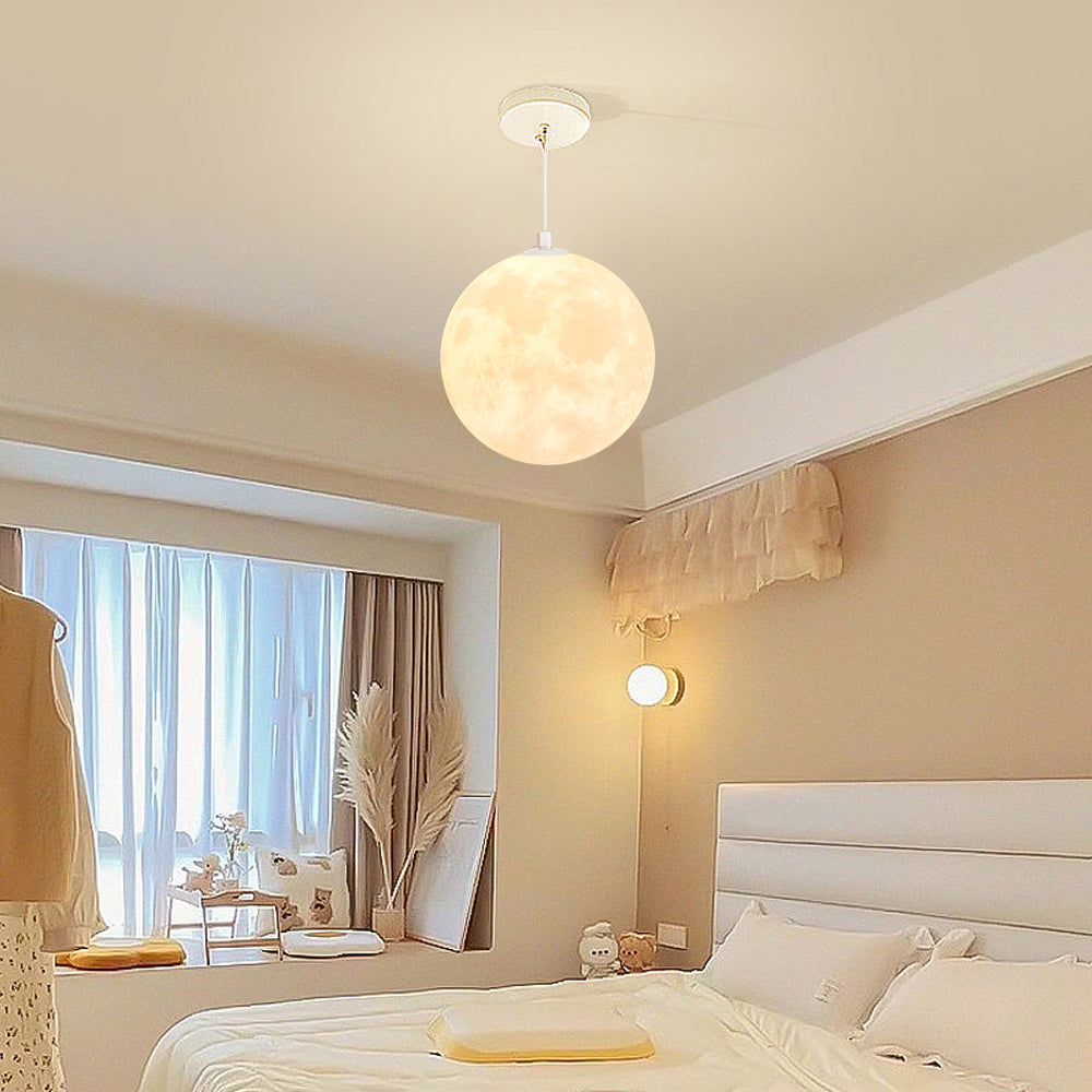 Creative 3D Printed Moon Pendant Light For Bedroom Eco-Friendly Lunar Globe Chandelier