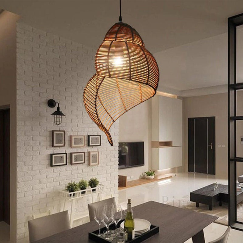 Conch Wicker Lamp Handmade Rattan Light Bamboo Lampshade