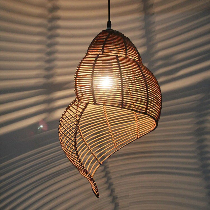 Conch Wicker Lamp Handmade Rattan Light Bamboo Lampshade