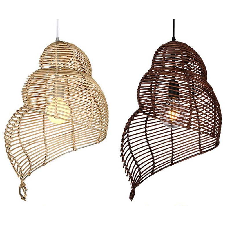 Conch Wicker Lamp Handmade Rattan Light Bamboo Lampshade