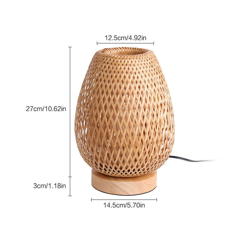 Bamboo Weaving Table Lamp Eye-Caring Bedroom Bedside Night Light