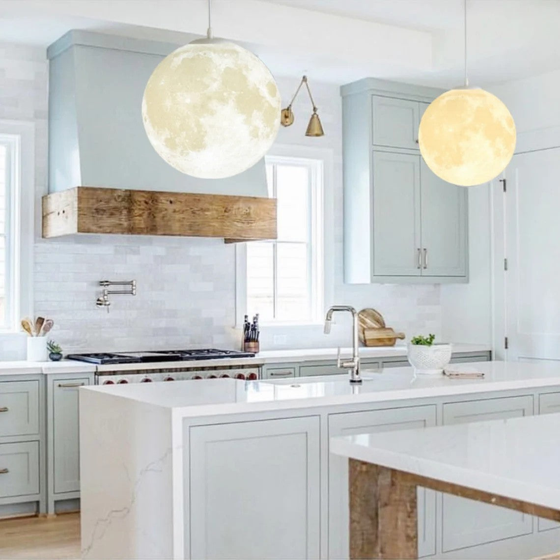Creative 3D Printed Moon Pendant Light For Bedroom Eco-Friendly Lunar Globe Chandelier