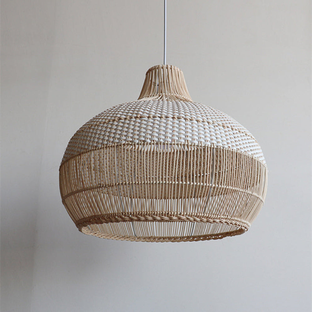Handwoven Rattan Pendant Light for Kitchen Island – Boho Ceiling Lamp