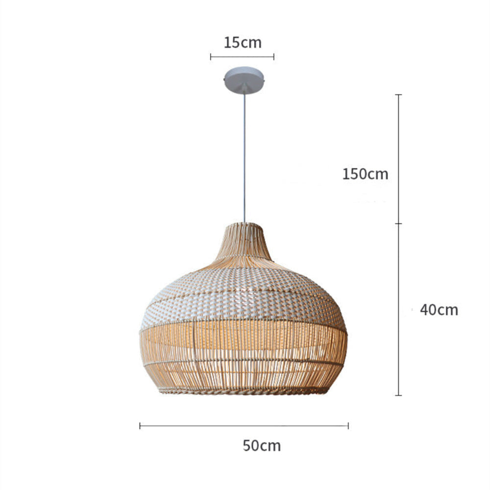 Handwoven Rattan Pendant Light for Kitchen Island – Boho Ceiling Lamp