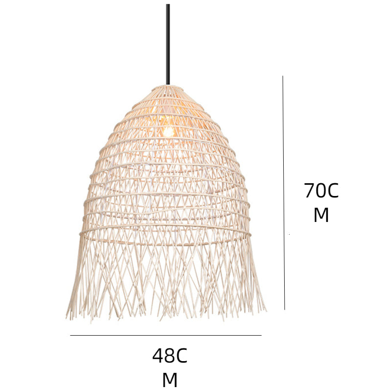 Handwoven Rattan Vertical Pendant Light