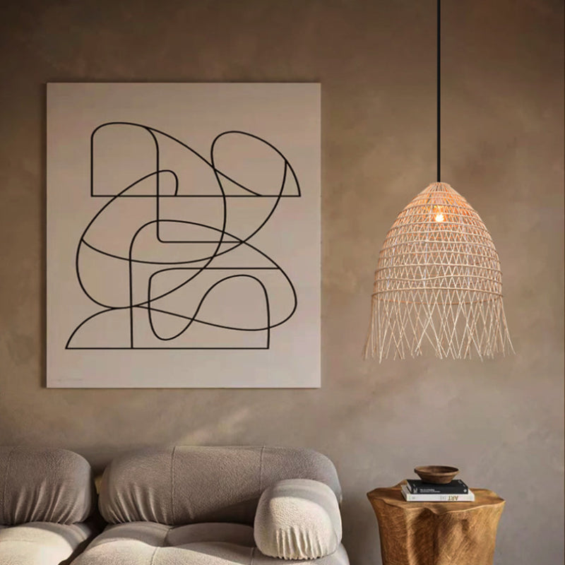 Handwoven Rattan Vertical Pendant Light