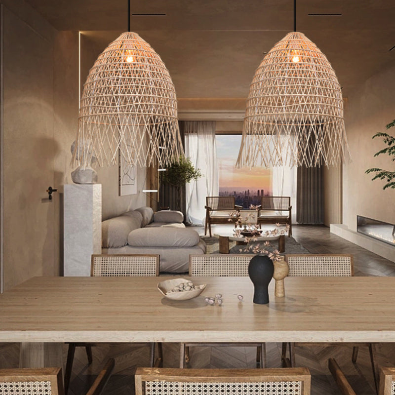 Handwoven Rattan Vertical Pendant Light