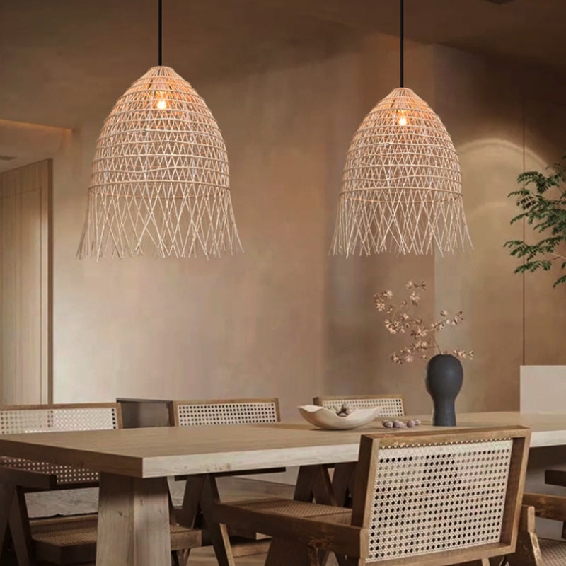 Handwoven Rattan Vertical Pendant Light