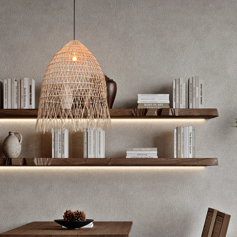 Handwoven Rattan Vertical Pendant Light