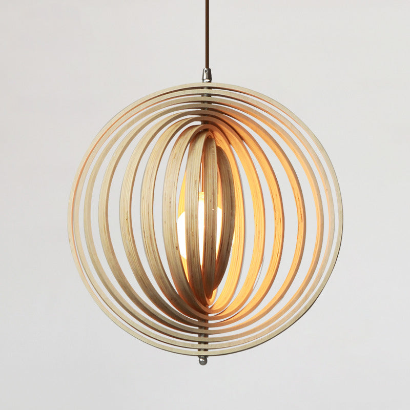 Handcrafted Wood Round Globe Pendant Lampshade