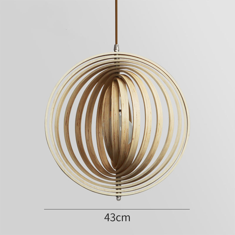 Handcrafted Wood Round Globe Pendant Lampshade