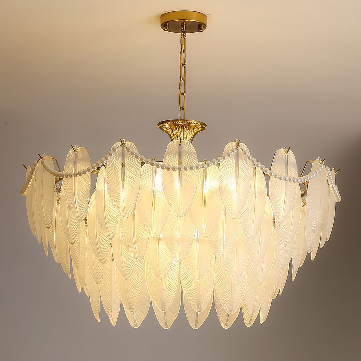 Luxury Modern Minimalist Living Room Shade Feather Chandelier