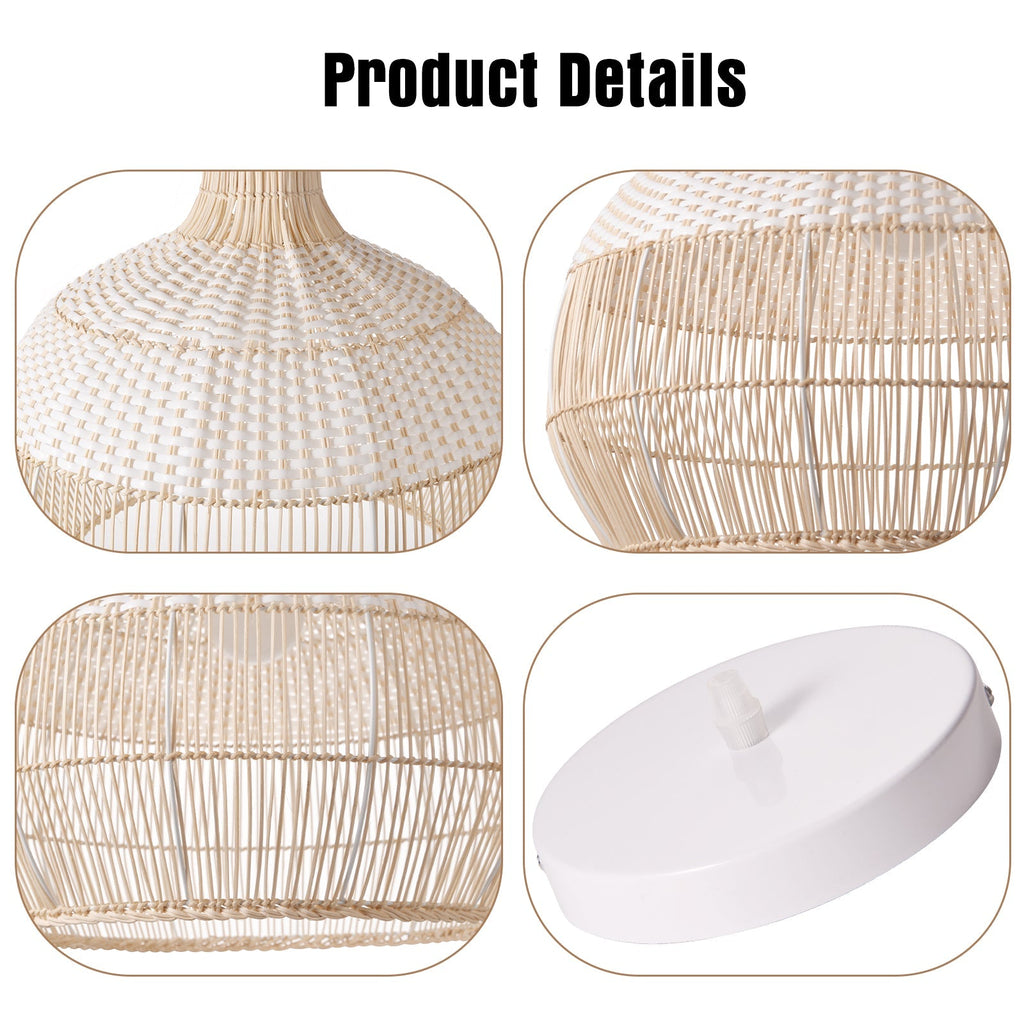 Handwoven Rattan Pendant Light for Kitchen Island – Boho Ceiling Lamp