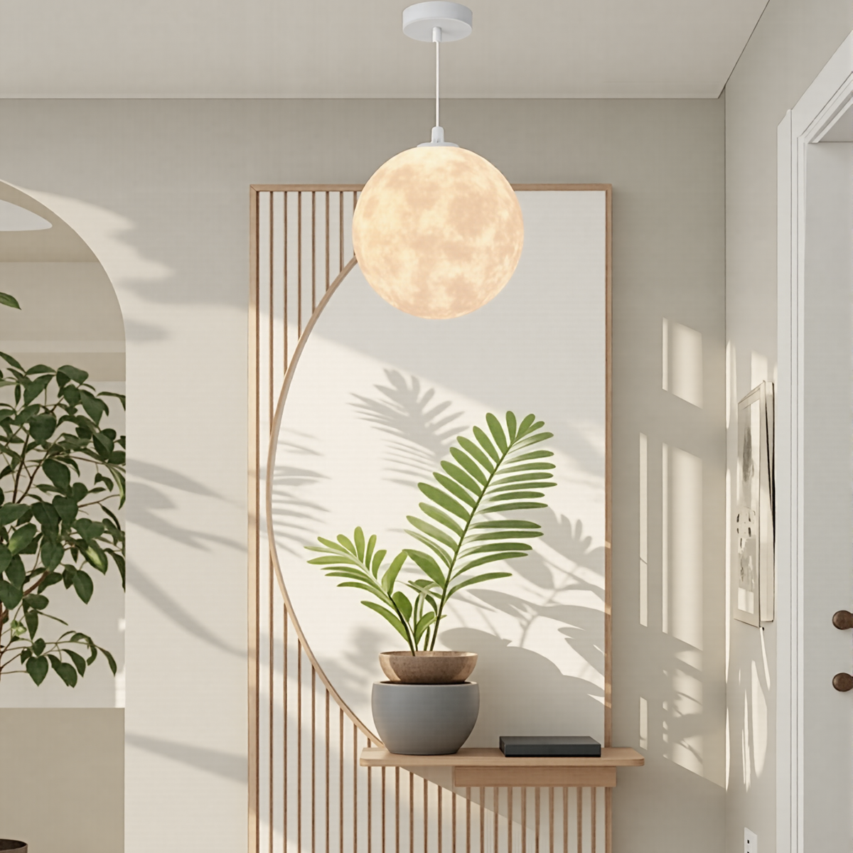 Creative 3D Printed Moon Pendant Light For Bedroom Eco-Friendly Lunar Globe Chandelier