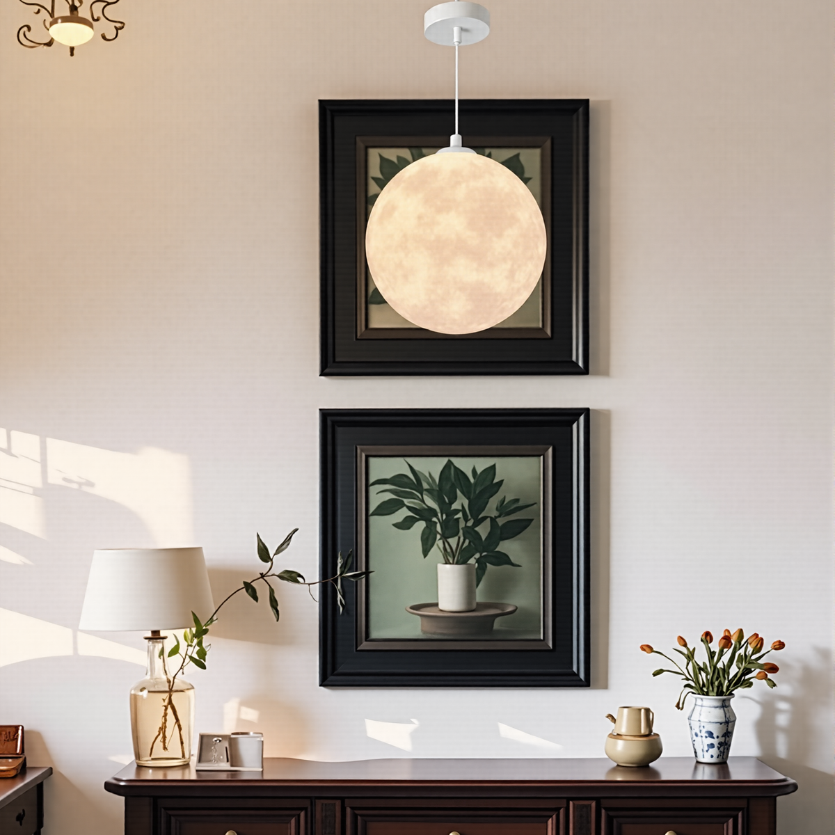 Creative 3D Printed Moon Pendant Light For Bedroom Eco-Friendly Lunar Globe Chandelier