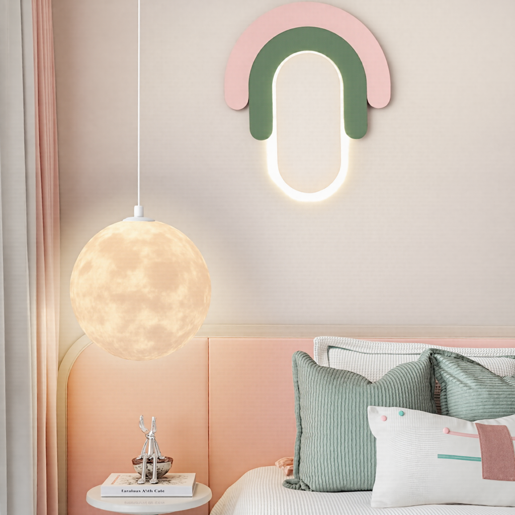 Creative 3D Printed Moon Pendant Light For Bedroom Eco-Friendly Lunar Globe Chandelier